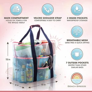 Custom Family Travel Holiday Extra <strong>Large</strong> Capacity PVC Mesh Women Storage <strong>Beach</strong> Tote <strong>Bag</strong> with Interior Zipper Pocket - Product Image 3