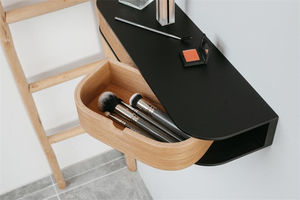 Meja rias dinding modern bergaya retro dengan rak dan laci, terpasang di dinding, untuk kamar tidur atau ruang masuk. - Product Image 6