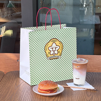 Sac en papier kraft personnalisé avec poignée, jetable, recyclable, biodégradable, imprimé sur mesure, sac à emporter pour restaurant de Laksa de Singapour