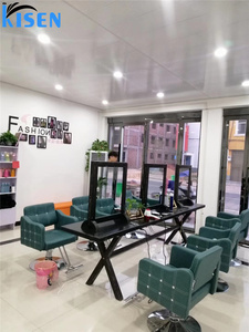 KISEN Stainless Steel Salon Display Cabinet With Dressing <b>Table</b> With <b>Mirror</b> And Arawers <b>Mirror</b> For Barber Shop Use - Product Image 2