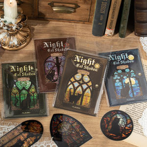Paquete de 10 Tarjetas Decorativas de PVC, Serie <span class=keywords><strong>Sombra</strong></span> de Gato Nocturna, Impermeables, Material para Manualidades, Decoración DIY - Product Image 2