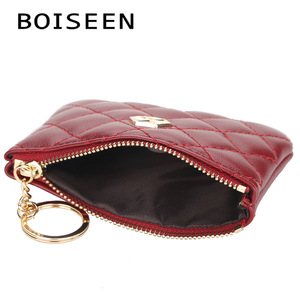 กระเป๋าใส่เหรียญผู้หญิง Boiseen สีแดงเข้ม กระเป๋าสตางค์แบบมีซิป ดีไซน์ทันสมัย ใช้งานได้หลากหลาย พร้อมพวงกุญแจและช่องใส่ของ - Product Image 2