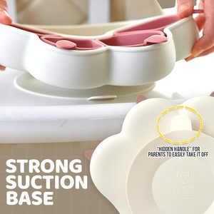 Assiettes à ventouse en silicone divisées pour tout-petits, <span class=keywords><strong>assiette</strong></span> antidérapante en silicone pour l'autonomie alimentaire du bébé, sans BPA, plateau pour enfants avec ventouse - Product Image 4
