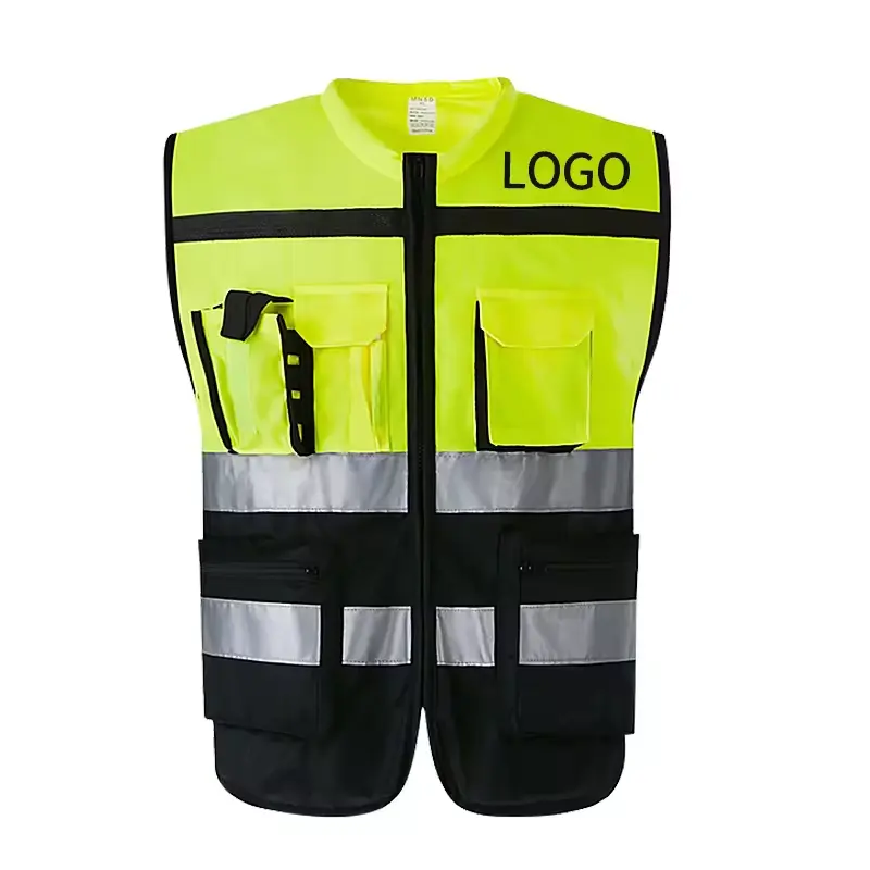 HF personalizado Multi bolsillos Hi Vis reflectante transpirable ropa de trabajo motocicleta reflectante chaleco de seguridad