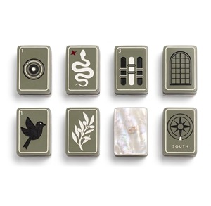 Mahjong américain en acrylique vert, tuiles gravées motif Serpent, Oiseau, Olive, jeu de société de luxe, cadeau pour la famille, les fêtes à domicile et les jeux de loisirs - Product Image 2