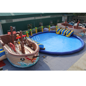 Parc aquatique gonflable personnalisé, combo géant avec toboggan aquatique en forme <span class=keywords><strong>de</strong></span> <span class=keywords><strong>bateau</strong></span> <span class=keywords><strong>pirate</strong></span>, <span class=keywords><strong>jeux</strong></span> aquatiques commerciaux pour parcs et stations balnéaires - Product Image 1