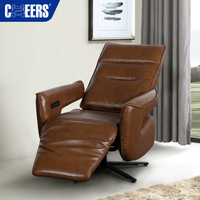 Fauteuil de bureau MANWAH CHEERS, luxe moderne, ergonomique, inclinable manuellement, accoudoirs en cuir véritable, pivotant à 360°, métal, simple, pour le salon