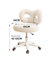 Tabouret de coiffeuse moderne en tissu pour chambre de fille, chaise durable à dossier en arc avec élément de luxe léger pour manucure et lifting