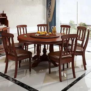 Lusso moderno sala da pranzo mobili tavolo da pranzo rotondo con 8 sedie tavolo da pranzo in legno Set mobili