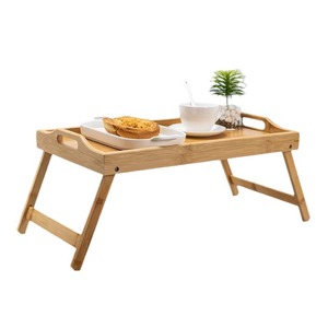 Bandeja de madera plegable para cama, bandeja de servicio de madera maciza con asa, diseño moderno y minimalista para uso doméstico - Product Image 5