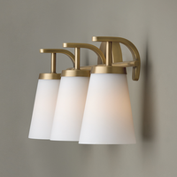 Lámpara de Pared de Estilo Minimalista Moderno, Iluminación Interior, Marco de Latón Envejecido con Cristal Blanco, Lámpara LED para Baño, Hotel, Hogar