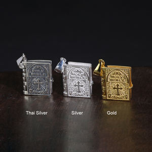 925 in argento Sterling sacra bibbia croce collana pendente per uomo e donna tipo di libro intaglio inciso preghiera del signore lettere inglesi - Product Image 2