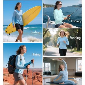 Lot de 2 chemises de protection UV à manches longues pour femmes UPF 50+, légères, à séchage rapide, pour la natation et la randonnée - Product Image 6