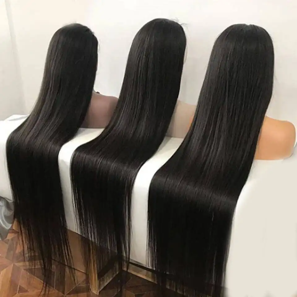 Péruvienne 30 pouces Alibaba vente en gros perruques de cheveux humains droite Hd pleine dentelle perruque cheveux humains avant de lacet perruques pour les femmes noires