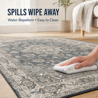 Tapis Rétro Bohème à Motifs Floraux, Lavable, Antidérapant, à Poils Courts, en Polyester, Résistant à l'Eau, Adapté aux Animaux Domestiques, pour Chambre à Coucher