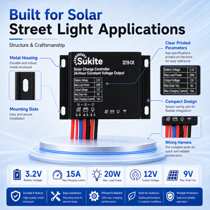 Controlador <span class=keywords><strong>de</strong></span> Carga <span class=keywords><strong>Solar</strong></span> Sukite Stable Boost 3219-CK 3.2V 20W 15A para Alumbrado Público con Energía <span class=keywords><strong>Solar</strong></span> - Product Image 3