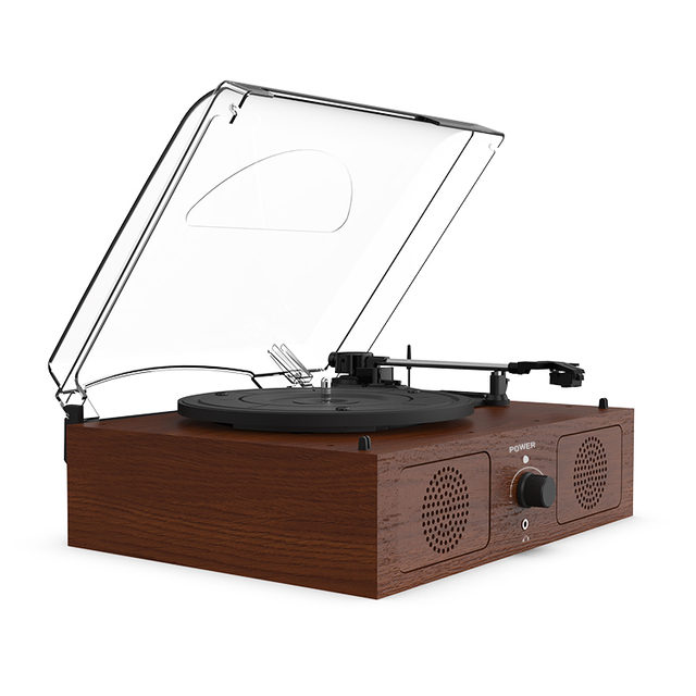Rotary Boombox Stereo Line-In Jack Usb Vinyl Turntable Record Player Cassette Vinyl Professional Wood Material Portable Built-in