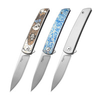 Couteau de camping pliant d'extérieur, lame en acier M390, manche coloré en alliage de titane, sablage et anodisation, couteau de poche OEM