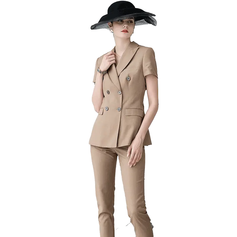 Professional Manufacture Cheap Custom Sets French Style Summer Fashion Office Pants Women Suit