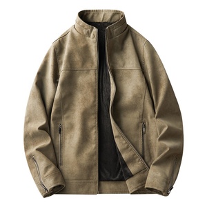 Ventes de liquidation - <span class=keywords><strong>Veste</strong></span> en <span class=keywords><strong>cuir</strong></span> PU vintage pour hommes - Manteau de motard pour l'automne et l'hiver, <span class=keywords><strong>veste</strong></span> de moto avec col montant, décontractée - Product Image 2