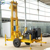 44-63 kw 100-200 m pliage de voiture rotation diesel mine de forage hydraulique de forage de puits d'eau de forage machine