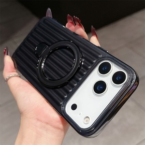Funda de Lujo a Rayas con Anillo Magnético y Soporte Antigolpes para iPhone 11 12 13 14 15 16 17 Pro Max 17 Air - Product Image 6