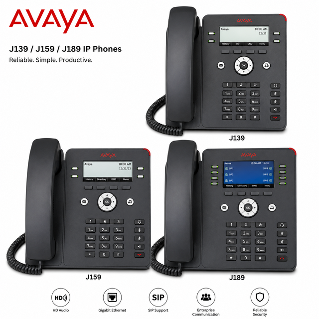 Avaya J159 SIP IP Phone Dual Color Display 48 Programmable Keys Gigabit PoE for Office Reception and Call Centers