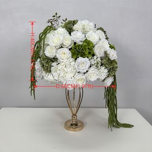Arrangements de boules de fleurs en soie faites à la main, réalistes et légères, personnalisées, pour les centres de table de mariage, décoration de table - Product Image 2