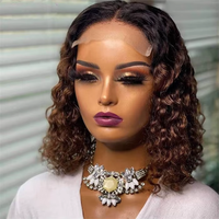 Pelucas de Cabello Humano Remy Brasileño Virgen con Ondas Profundas y Frente de Encaje Transparente HD 13x4 al por Mayor para Mujer