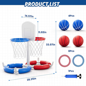 Ensemble <span class=keywords><strong>de</strong></span> jeux aquatiques flottants à double <span class=keywords><strong>panier</strong></span> pour le basketball <span class=keywords><strong>de</strong></span> <span class=keywords><strong>piscine</strong></span> et le jeu <span class=keywords><strong>de</strong></span> lancer d'anneaux aquatiques, jeu aquatique pour deux personnes pour un divertissement et une compétition en plein air - Product Image 6