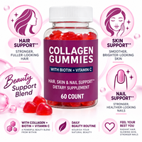 Gummies de Collagène Marque Blanche 60 Unités – Collagène, Biotine, Vitamine C – Complément Alimentaire Quotidien pour la Beauté et la Nutrition à Base de Plantes