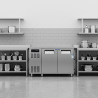 Meja Kerja Dapur Komersial Baja Tahan Karat dengan Kontrol Digital Pendingin Udara & Penghilang Es Otomatis