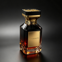 Flacon de parfum carré de luxe 30ml 50ml 100ml, bouchon noir et or, flacon de parfum vide en verre avec boîte cadeau en feuille d'or, logo personnalisé