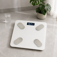 Balance connectée électronique intelligente pour salle de bain avec écran LCD rétroéclairé, capacité 180 kg, mesure de la masse grasse corporelle et de l'IMC, pour une vie saine, SBQR, 15 ans d'expérience.