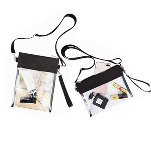 Bolso de Hombro de PVC para Mujer, Bolso Bandolera, Bolso Mensajero para Teléfono Móvil, Negro, Transparente, para Viaje, Venta al Por Mayor - Product Image 1