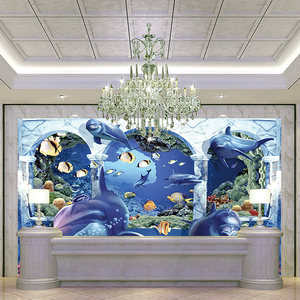 Seaworld piso 3d de impresión de delfín de baño de diseño 3d azulejos - Product Image 1