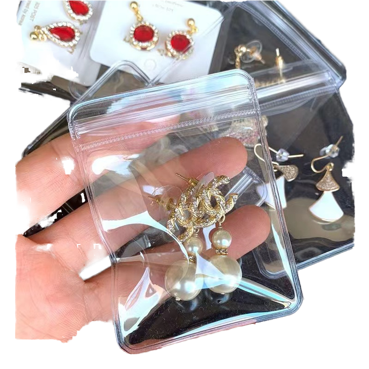 Transparent 4x6cm Self-Sealing PVC Zipper Bag Reusable Organizer for Earrings Rings Plastic ...