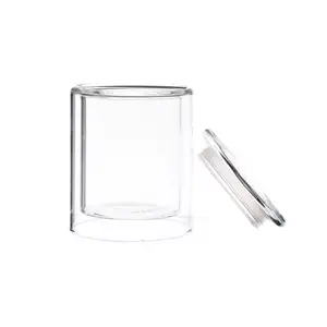 Clear Glass Candle Jar Double Layer Colorful Custom Candle Jars Luxury For Candles
