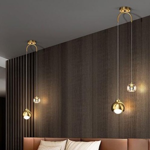 Lámpara Colgante Individual de Lujo Ligero, Dorada, de Hierro y Cristal, con LED, <span class=keywords><strong>para</strong></span> Dormitorio Principal, Mesita de Noche, Sala de Estar, <span class=keywords><strong>Comedor</strong></span> o Cafetería - Product Image 2