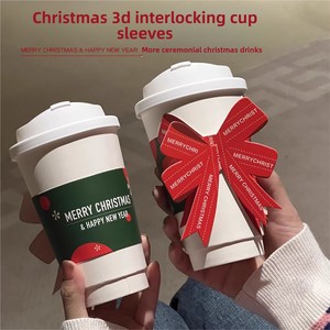 Manchon de tasse de Noël 3D jetable de forme spéciale, étiquette de tasse festive de Noël et du Nouvel An avec impression - Product Image 1