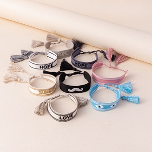 Songfu Factory Customized Women's Jewelry Personalized <b>Name</b> Trendy Italian Embroidery Tassel Webbing Strand <b>Bracelets</b> Gifts - Product Image 4