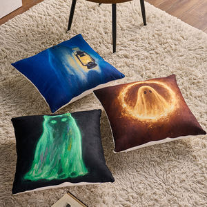 <span class=keywords><strong>Housse</strong></span> <span class=keywords><strong>de</strong></span> coussin carrée à imprimé numérique moderne, motif fantôme thème Halloween, sans rembourrage, pour canapé, usage domestique et hôtelier - Product Image 4