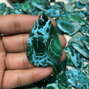 Pendentif en argent sterling 925 avec pierres précieuses naturelles de chrysocolle bleue et malachite, de haute qualité, formes variées, pierre de guérison, cristal - Product Image 1