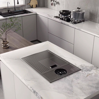 Lave-gobelet Nano fait main évier de cuisine noir en acier inoxydable caché