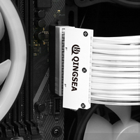 Cable de Extensión Plano para Fuente de Alimentación PSU de 24 Pines, con Mangas, para Placa Base, Cables RGB para PC Gaming SYNC