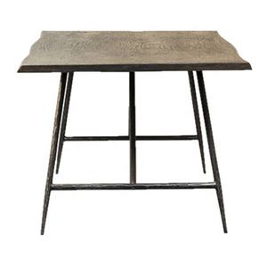 Mesa de Comedor de Estilo Transicional de Roble Macizo con Base Negra Martillada - Product Image 2