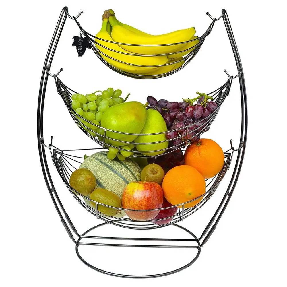 3-Tier Metal Storage Fruit Basket Durable Vegetable Basket for Sale