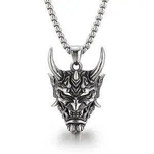 Factory Casting Stainless Steel Halloween Mask Pendant Vintage Style Devil Mask Locket For Making Jewelry
