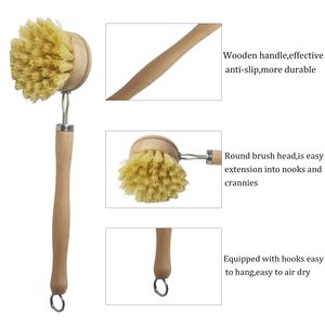 Cepillo de Limpieza de Fibra Natural de Bambú y Acero Inoxidable para Cocina, Tazones, Sartenes, Ollas y Platos - Product Image 4