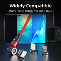 Câble USB de Charge Magnétique Universel 3 en 1 – Câble de Chargement Magnétique Rotatif 540° pour Téléphone avec Lumière LED – 0.5M 1M 2M